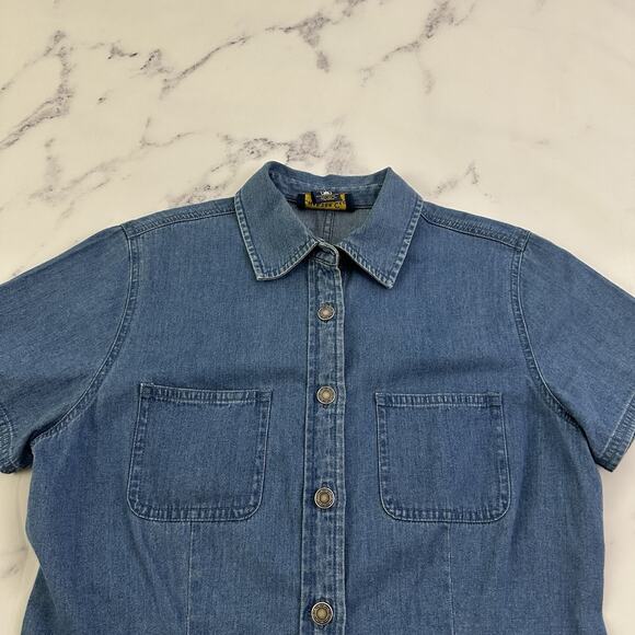 Charter Club Womens Vintage Y2k Denim Dress Size 4 Blue Button Front Jeans Shirt - Picture 2 of 9
